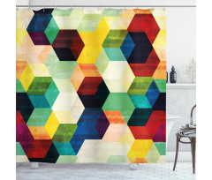 Rhombus Pattern Grunge Shower Curtain