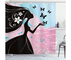 Butterfly Floral Head Shower Curtain