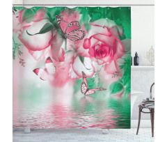 Rose Petals Butterfly Shower Curtain