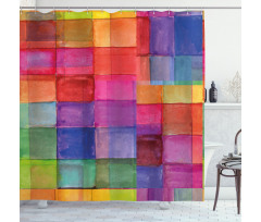 Rainbow Colors Squares Shower Curtain