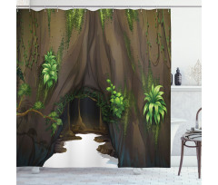 Fantasy Tree Cave Moss Shower Curtain