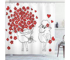 Lover Goats Hearts Shower Curtain