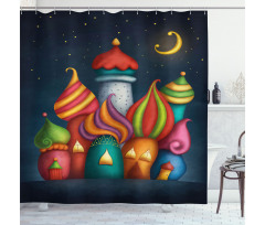 Oriental Castles Moon Shower Curtain