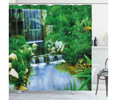 Waterfall Rocks Forest Shower Curtain