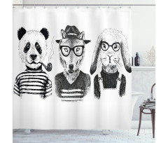 Hipster Panda Cigar Fox Shower Curtain
