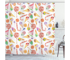 Yummy Candies Cakes Shower Curtain