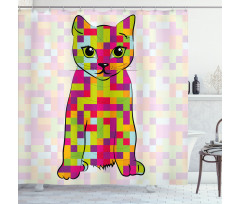 Cat Digital Colors Shower Curtain