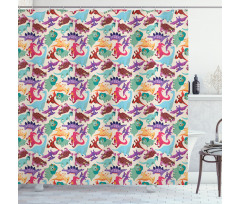 Funny Monsters Cartoon Shower Curtain