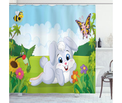 Rabbits Grass Bees Shower Curtain