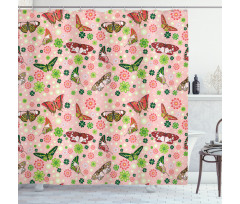 Butterflies Shamrocks Shower Curtain