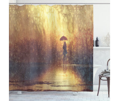Woman Under the Rain Shower Curtain