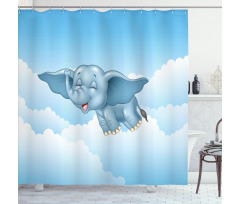 Baby Elephant and Clouds Shower Curtain