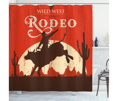 Rodeo Cowboy Rides Bull Shower Curtain