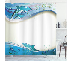 Dolphins Sea Waves Drops Shower Curtain