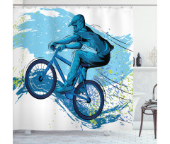 Bicyclist Color Splashes Shower Curtain