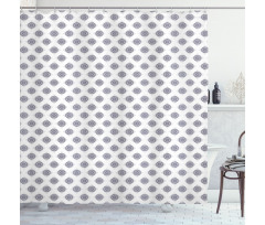 Grey Squares Flowers Shower Curtain