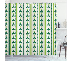 Irish Clovers Lines Dots Shower Curtain