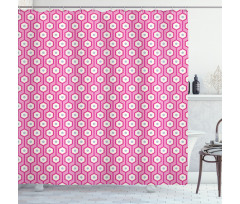 Vertical Hexagons Dots Shower Curtain