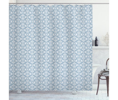 Retro Blue Blossoms Shower Curtain