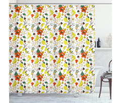 Spring Lemons Leaves Shower Curtain