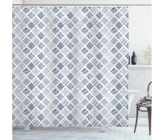 Square Shaped Lines Dots Shower Curtain