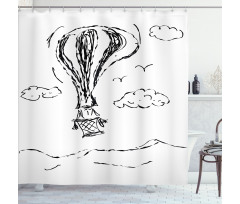 Hot Air Balloon Clouds Shower Curtain