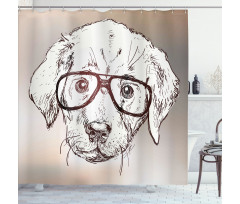 Hipster Puppy Glasses Shower Curtain