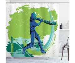 Cricket Player Pitching Shower Curtain