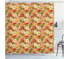 Koi Fishes Lotus Shower Curtain