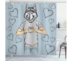 Dog Hearts Romantic Shower Curtain