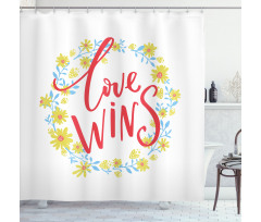 Love Wins Floral Wreath Shower Curtain
