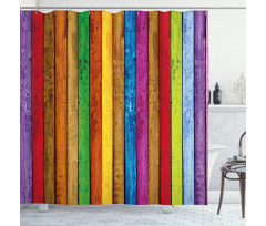Vibrant Wooden Shower Curtain