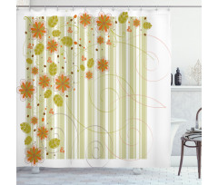 Retro Swirled Flowers Shower Curtain