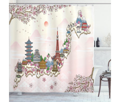Travel Poster Sakura Shower Curtain