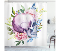 Abstract Skull Flowers Shower Curtain