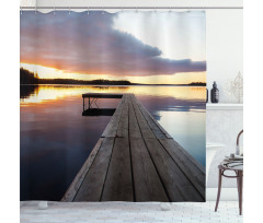 Rustic Pier Sunset Lake Shower Curtain