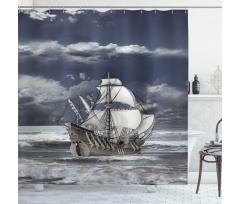 Caribbean Pirates Ship Shower Curtain