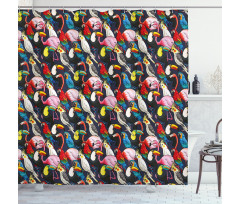 Colorful Exotic Birds Shower Curtain
