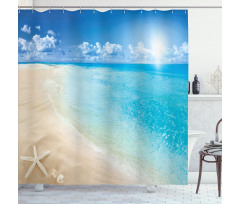 Sunny Seashore and Shells Shower Curtain