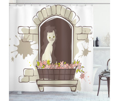 Cartoon Pet Cat Animal Shower Curtain