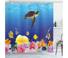 Deep Sealife Fish Moss Shower Curtain