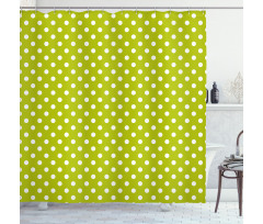 Lime Vintage Polka Dots Shower Curtain