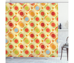 Colorful Dots Striped Shower Curtain