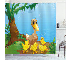 Duck and Ducklings Shower Curtain