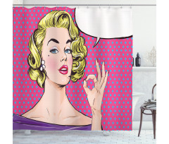 Pop Art Woman OK Sign Shower Curtain