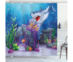 Evil Shark Little Fish Shower Curtain