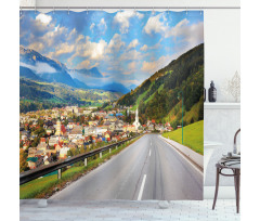 Road Alps Small Town Shower Curtain