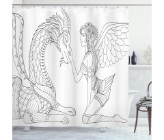 Fairy Woman and Dragon Shower Curtain
