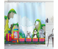 Cartoon Animals on Train Shower Curtain