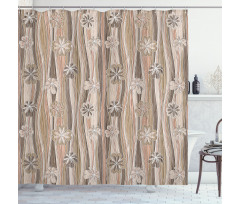 Flowers on Wavy Stripes Shower Curtain